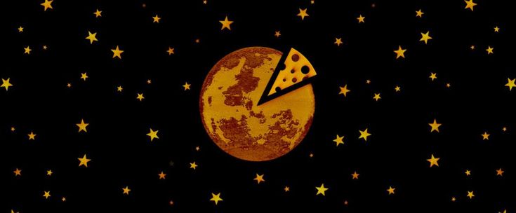 the moon with a piece of it replaced by a slice of cheese